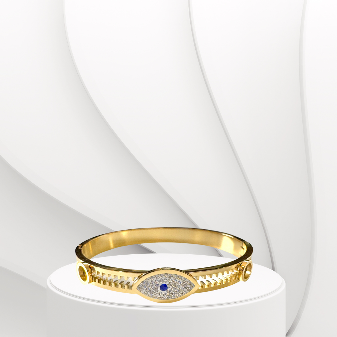 Evil Eye Design Handcuff Bracelet