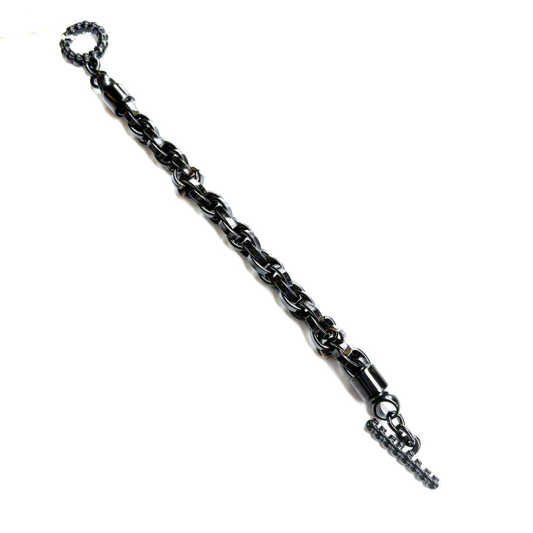 Classic Black Chain Bracelet with Anchor Locking Mechanism