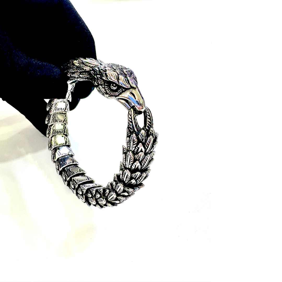 Viking Eagle Head Pure Titanium Premium Steel Bracelet