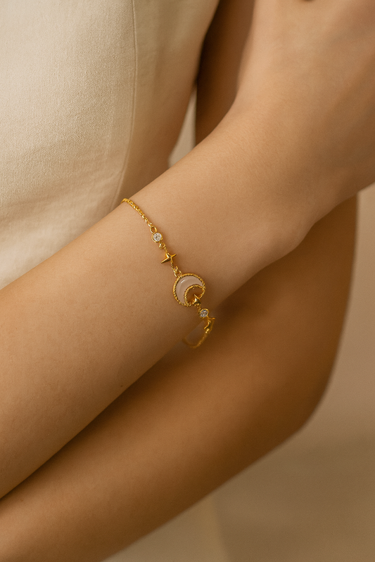 Celestial Moon & Star Adjustable Bracelet