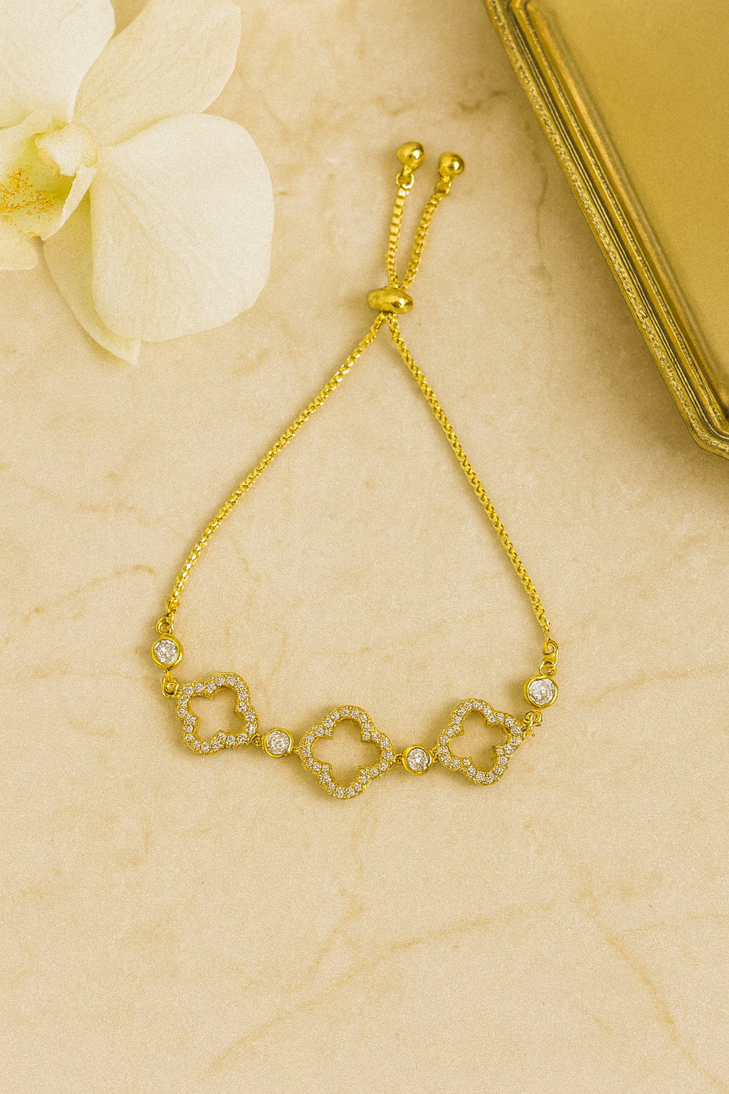 Lucky Clover Charm Adjustable Bracelet
