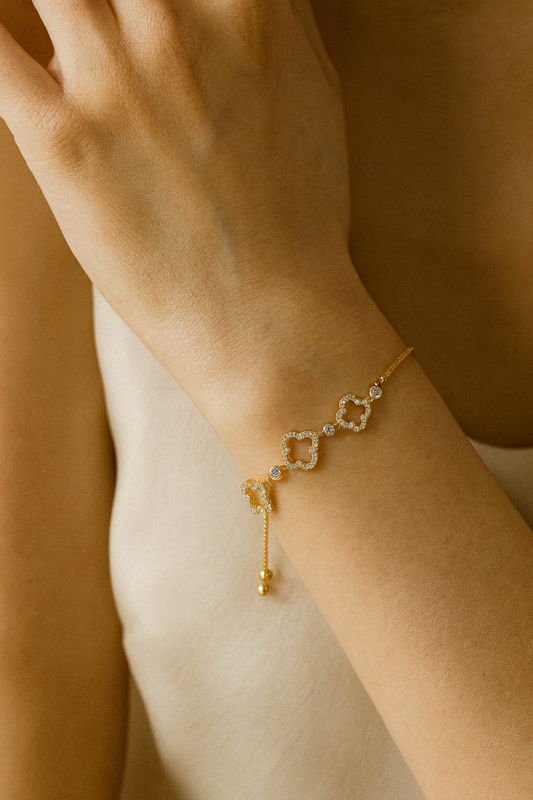 Lucky Clover Charm Adjustable Bracelet