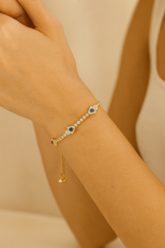 Royal Sparkle With Blue Stone Adjustable Bracelet