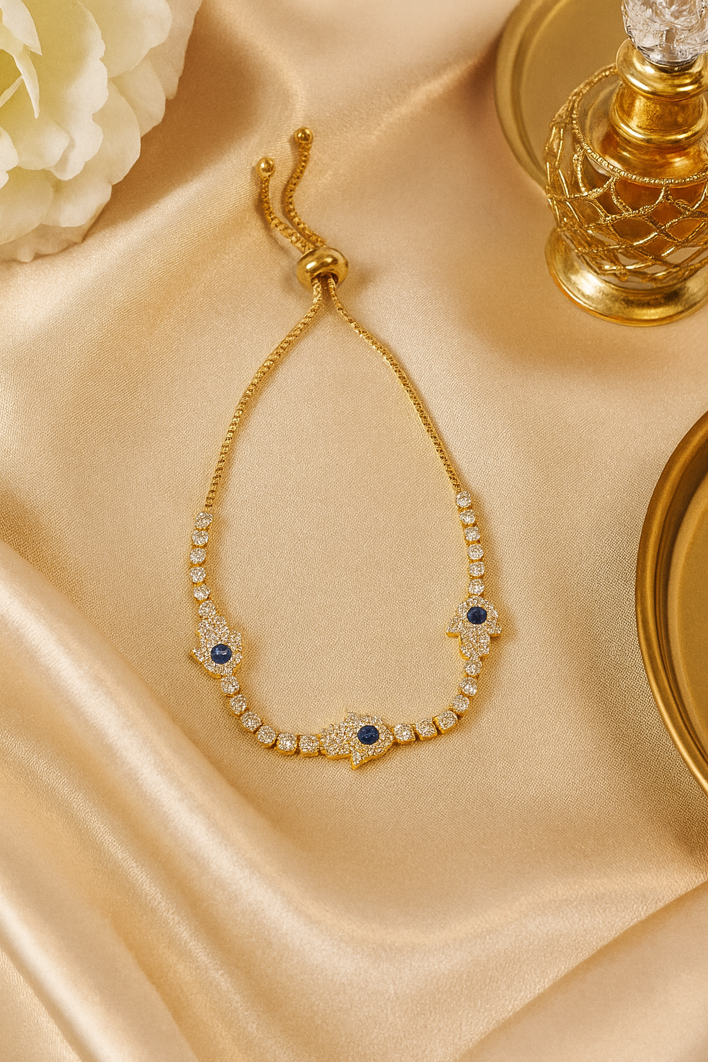 Royal Sparkle With Blue Stone Adjustable Bracelet