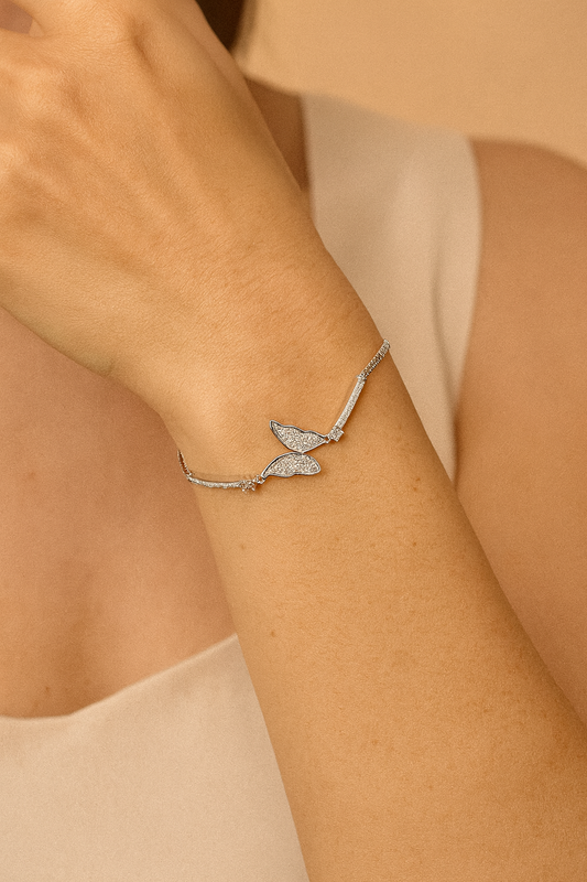 Butterfly Design With Shimmering Accents Adjustable Bracelet