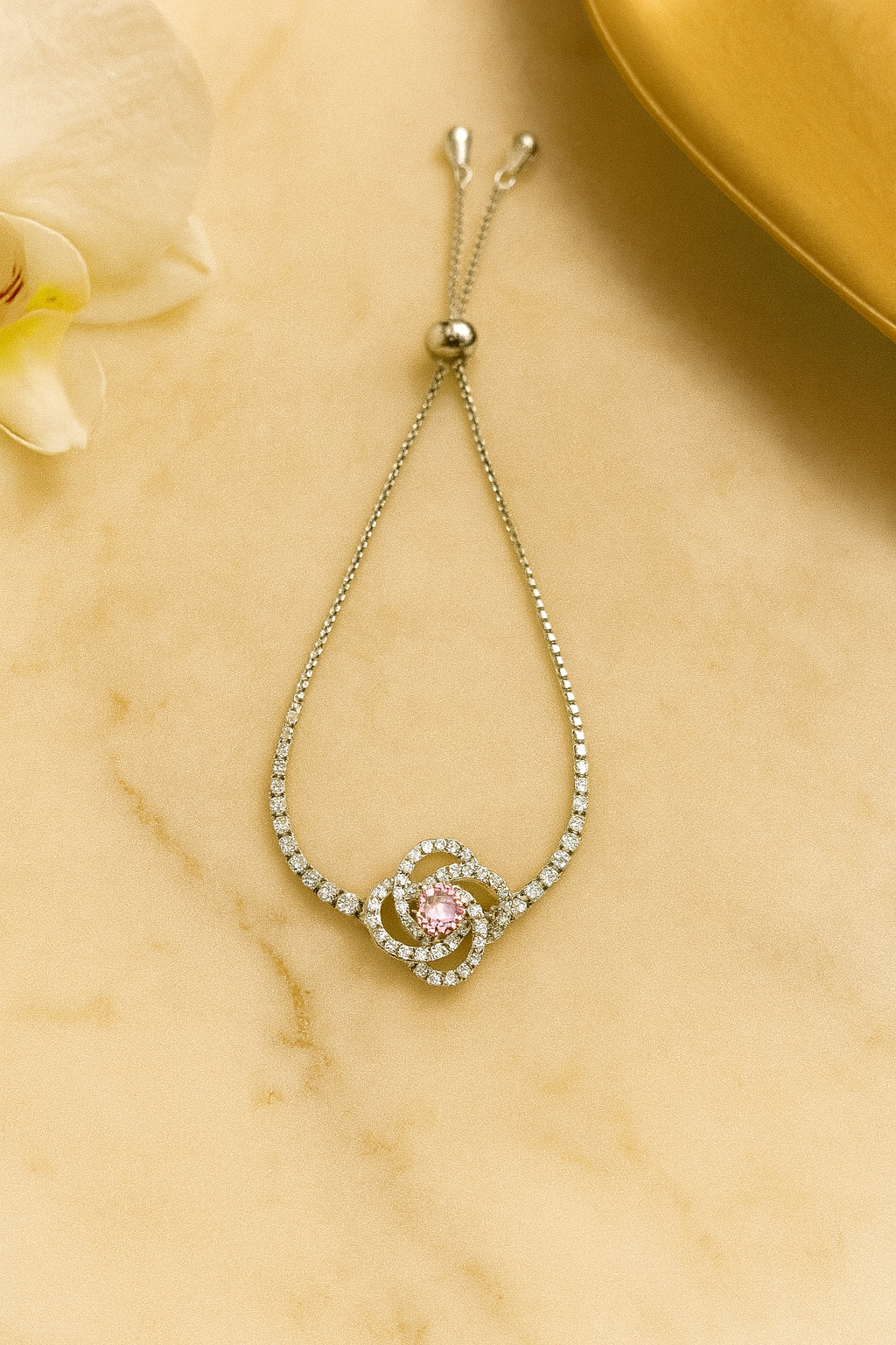 Luxury Adjustable Bracelet with Sparkling Crystal Centerpiece