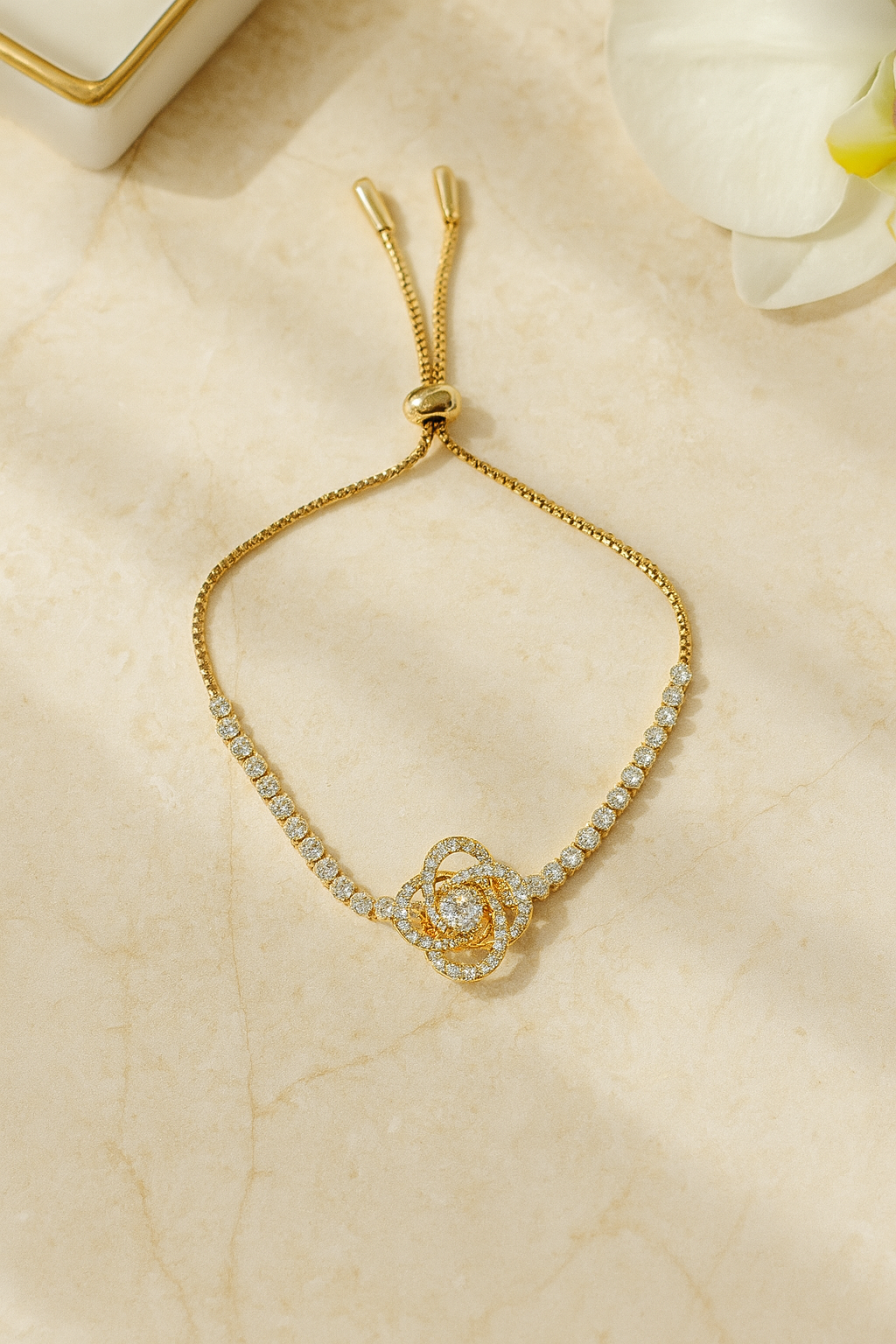 Luxury Adjustable Bracelet with Sparkling Crystal Centerpiece