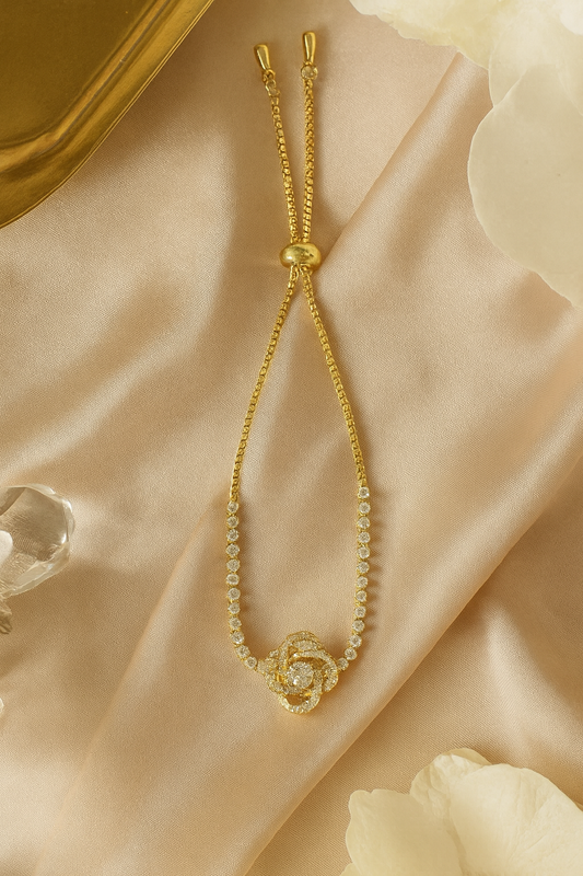 Luxury Adjustable Bracelet with Sparkling Crystal Centerpiece