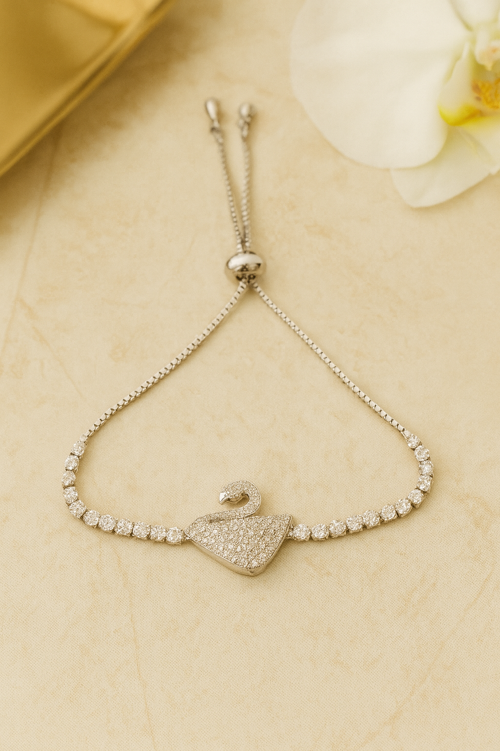 Swan-inspired Swarovski-Style Adjustable Bracelet