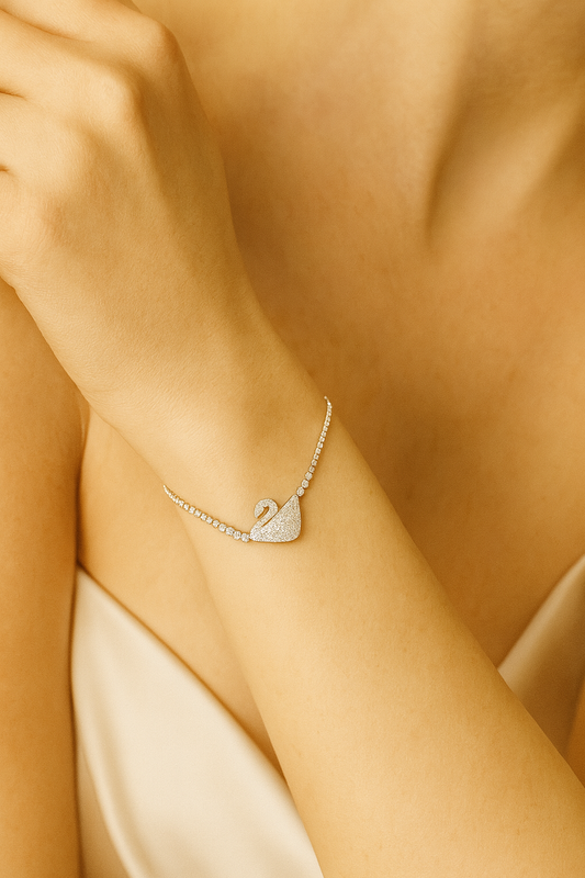 Swan-inspired Swarovski-Style Adjustable Bracelet