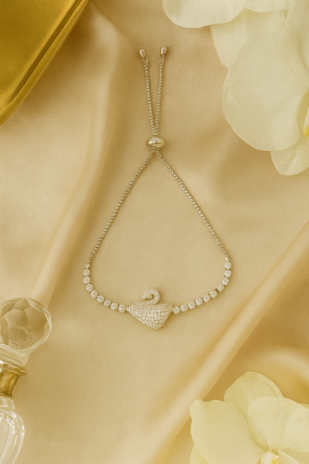 Swan-inspired Swarovski-Style Adjustable Bracelet