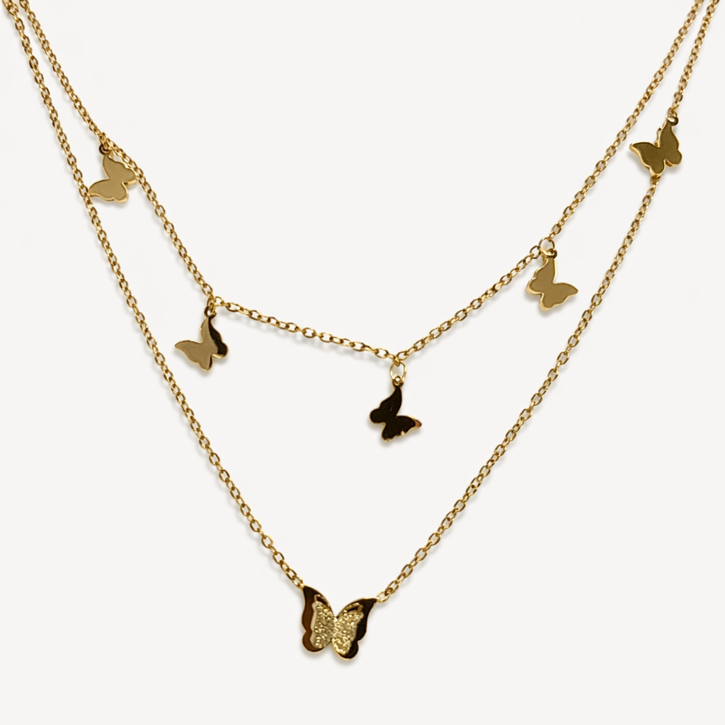 Elegant Gold Butterfly Necklace with AD (American Diamond)