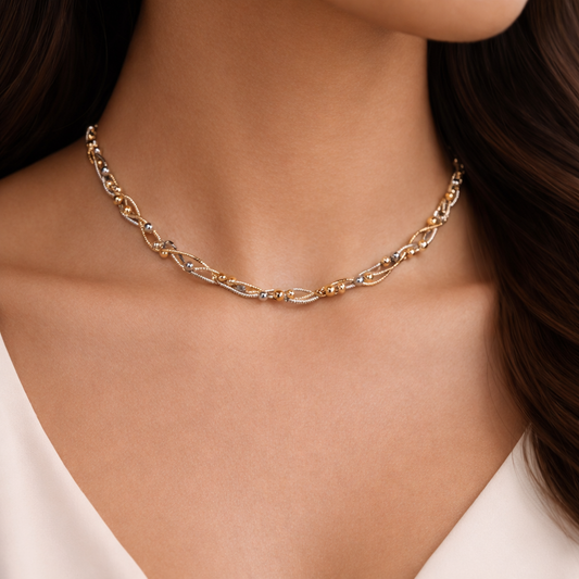 Elegant Two-Tone Twisted Rope Necklace