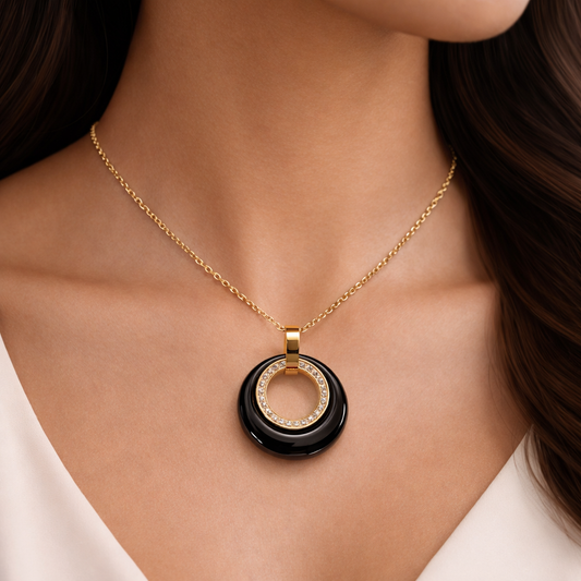 Elegant Gold and Black Onyx Necklace