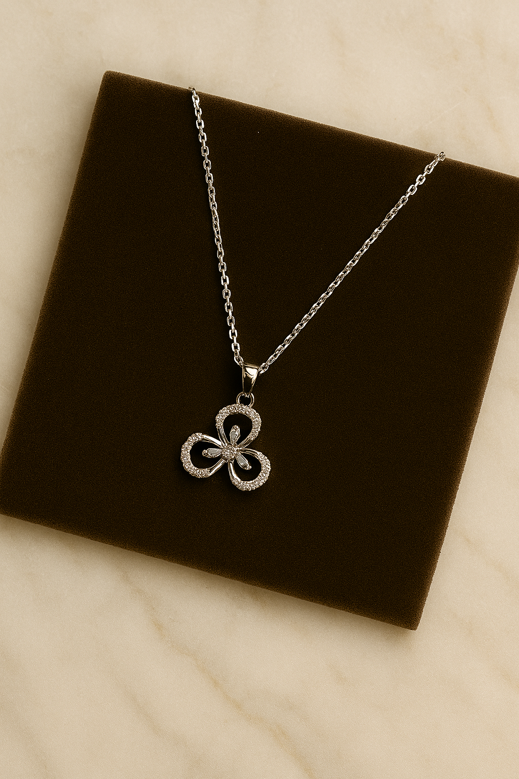 Elegant Silver Floral Pendant Necklace for Women | Delicate Crystal Charm Chain for Daily & Party Wear