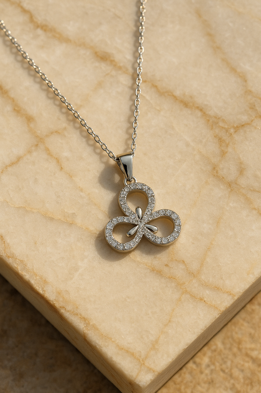 Elegant Silver Floral Pendant Necklace for Women | Delicate Crystal Charm Chain for Daily & Party Wear