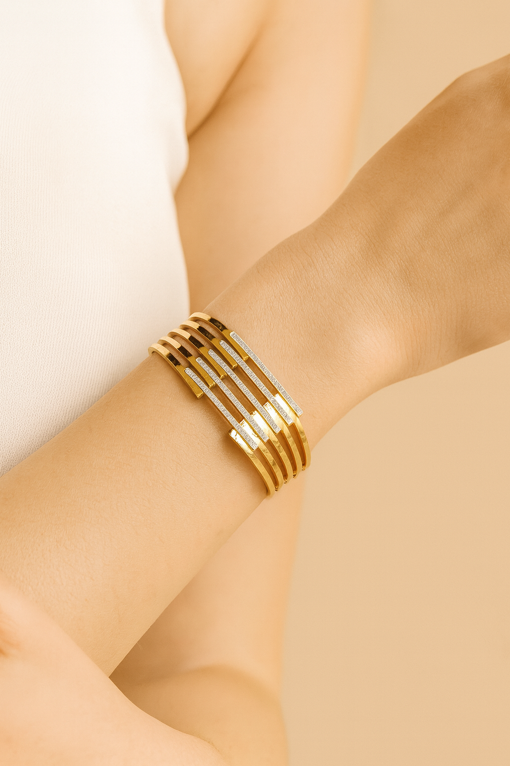 Heavy & Bold AD Studded Handcuff Bracelet