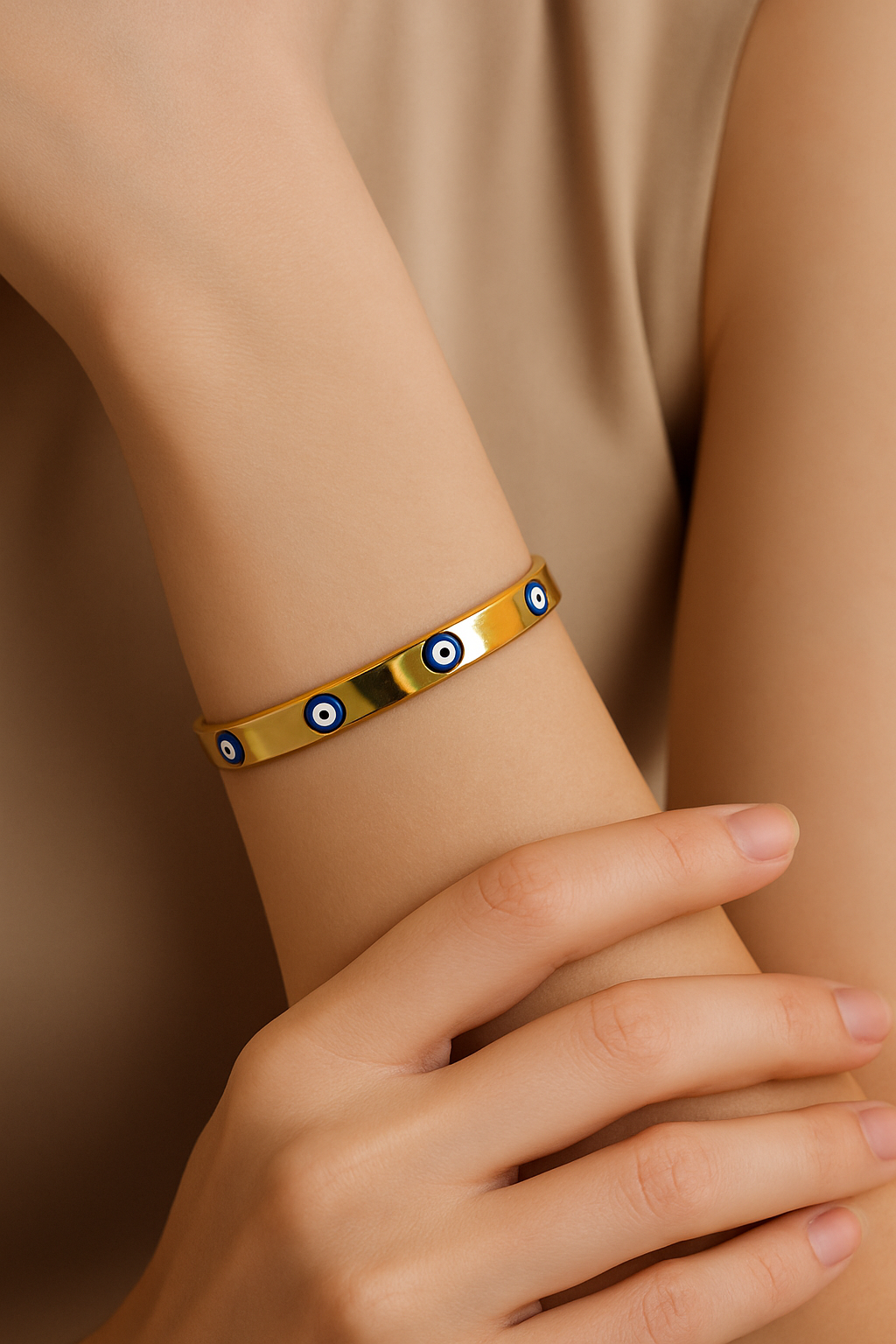 Golden Evil Eye Cuff Bracelet