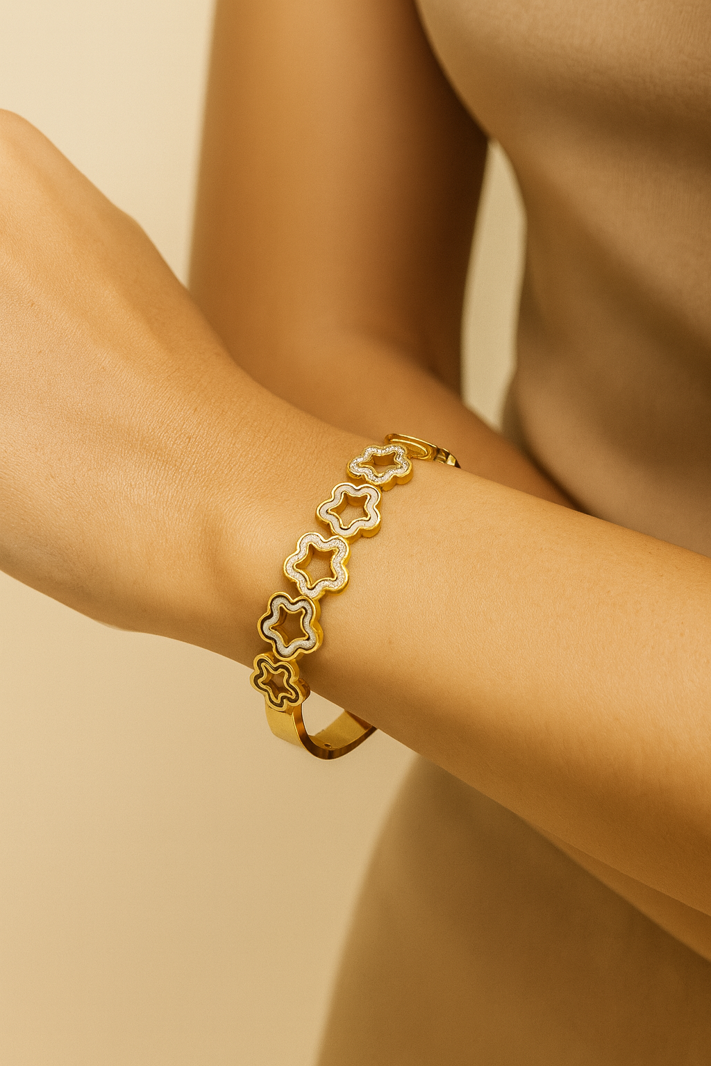 Clover AD Studded Cuff Bracelet