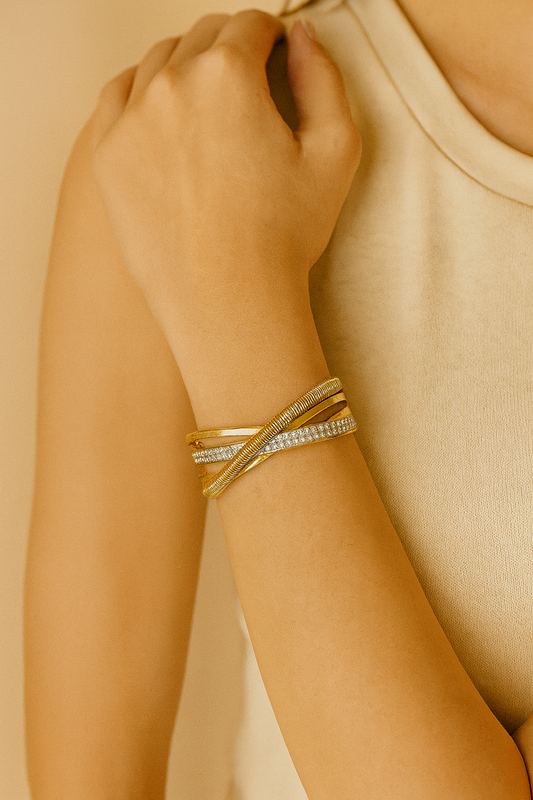 Multi-Layered AD-Studded Handcuff Bracelet