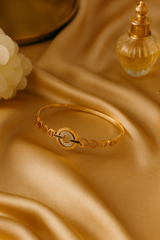 Gold Plated Circular Crystal Accents Bracelet