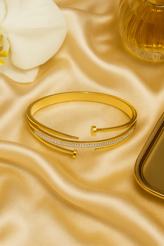 Cartier-Inspired Double Nail Handcuff Bracelet