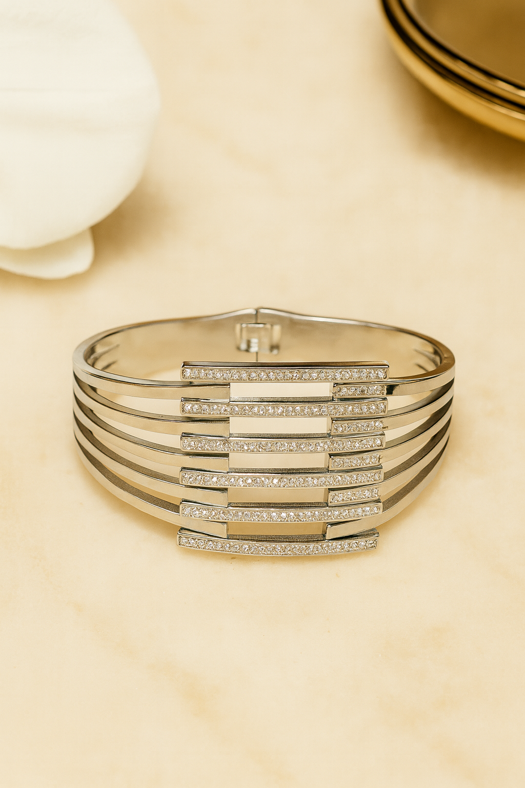 Heavy & Bold AD Studded Handcuff Bracelet
