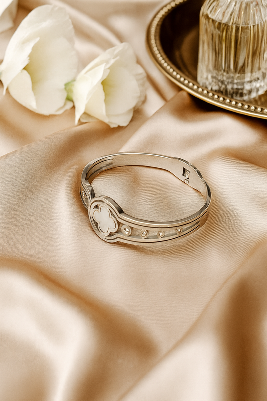 Silver Bold Clover Cuff Bracelet