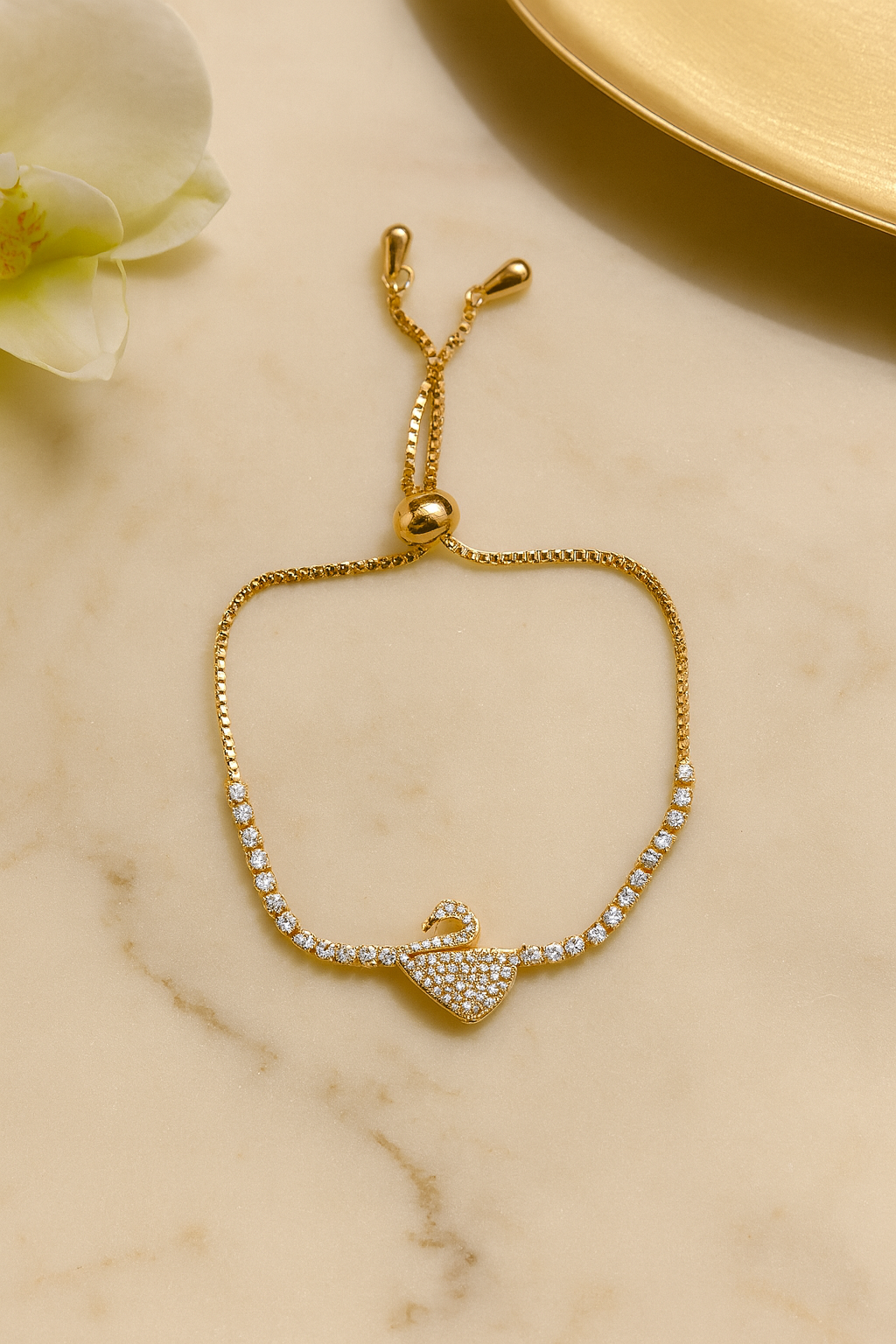 Swan-inspired Swarovski-Style Adjustable Bracelet