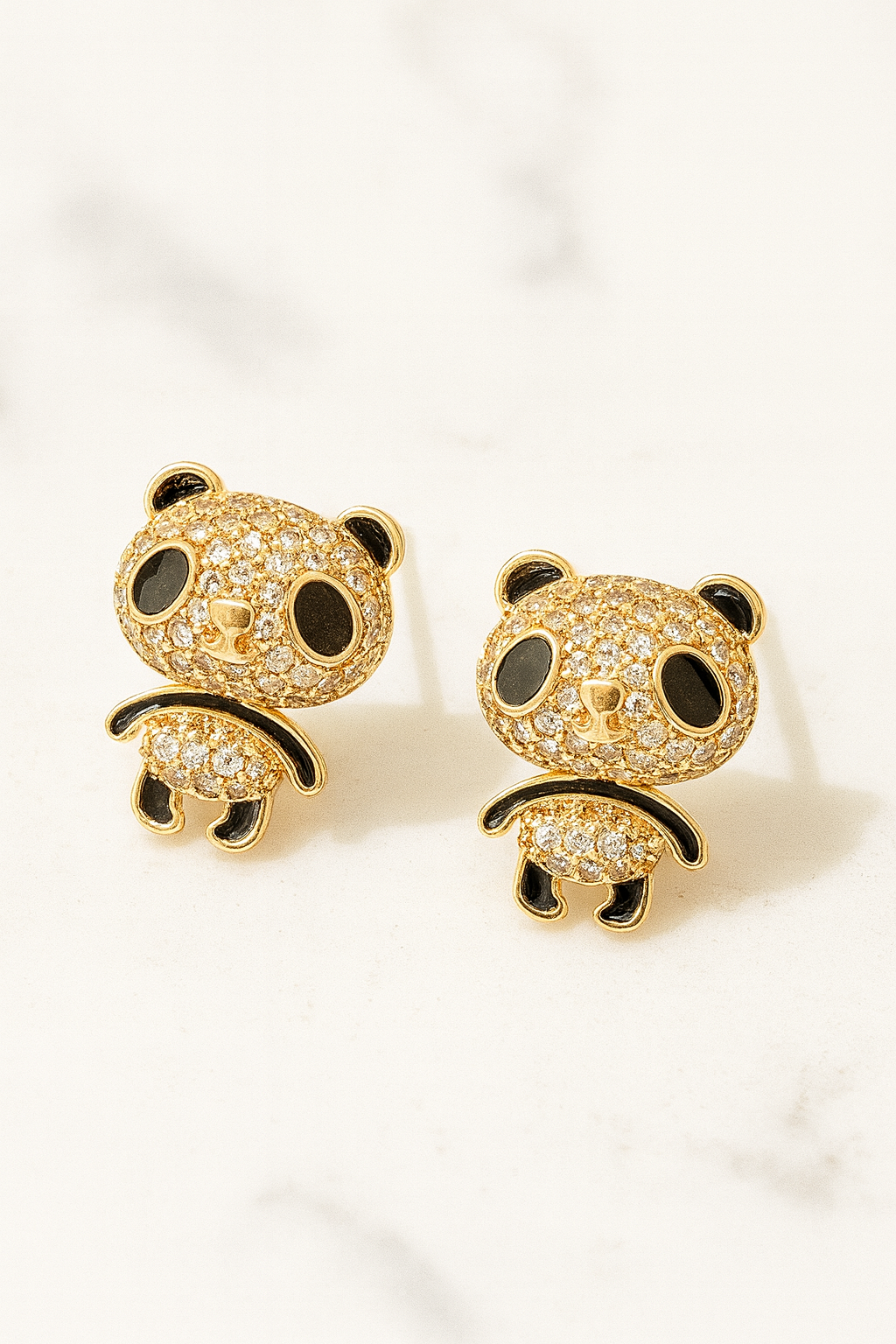 Cute Panda Stud Earrings | Gold-Plated Animal Design Earrings for Girls & Women