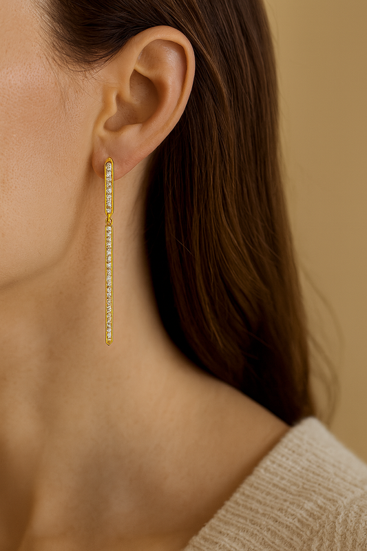 Long Gold Drop Earrings for Women