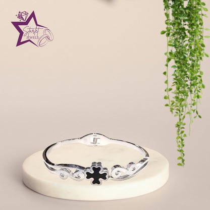 Silver Designer Roman Cross Hand Cuff Bracelet