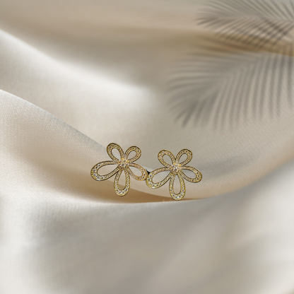 Flower Shaped American Diamond Studded Earrings for Women