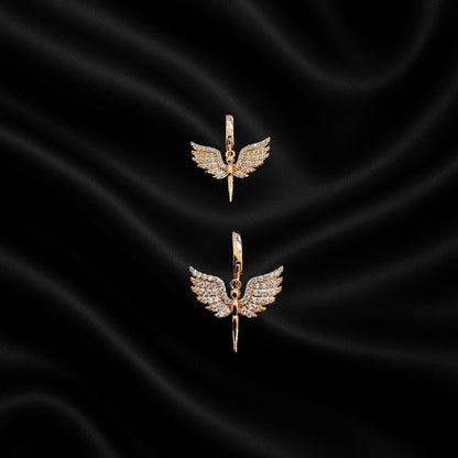 Gold Angel Wing Hoop Earrings | Trendy Dangle Earrings for Women & Girls