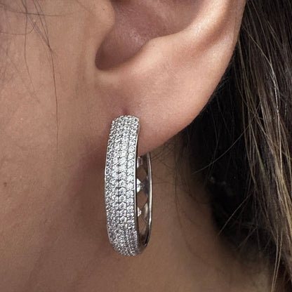 Gold Plated American Diamond Hoop Earrings for Women