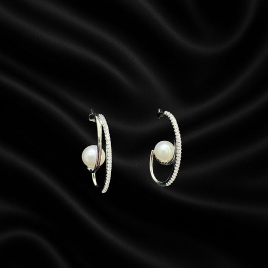 Elegant Pearl Hoop Earrings | Gold-Plated Party Wear Earrings for Women & Girls
