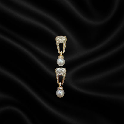 Elegant Pearl Drop Earrings for Women | Gold-Plated Statement Party Jewelry with Crystals