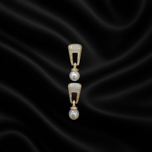 Elegant Pearl Drop Earrings for Women | Gold-Plated Statement Party Jewelry with Crystals