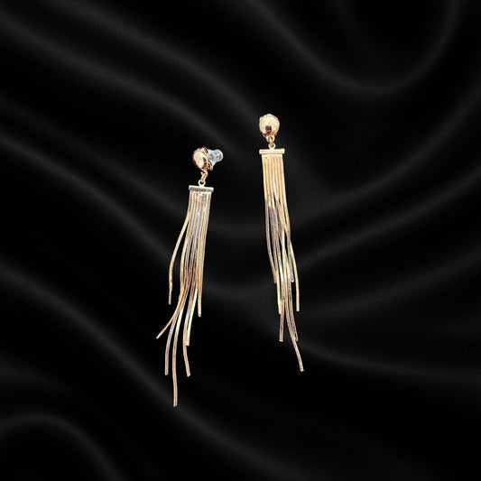 Gold Long Tassel Earrings for Women