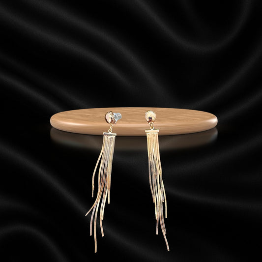 Gold Long Tassel Earrings for Women