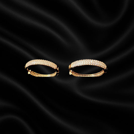 Gold Plated American Diamond Hoop Earrings for Women