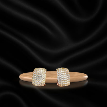 Tricolor Sparkle Huggie Earrings – Gold, Silver & Rose Gold for Women