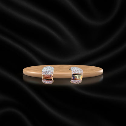 Tricolor Sparkle Huggie Earrings – Gold, Silver & Rose Gold for Women