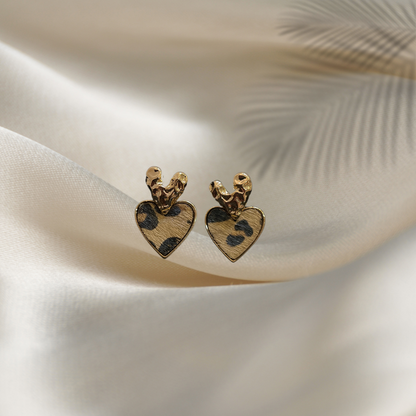 Heart Shaped Leopard Print Earrings for Women