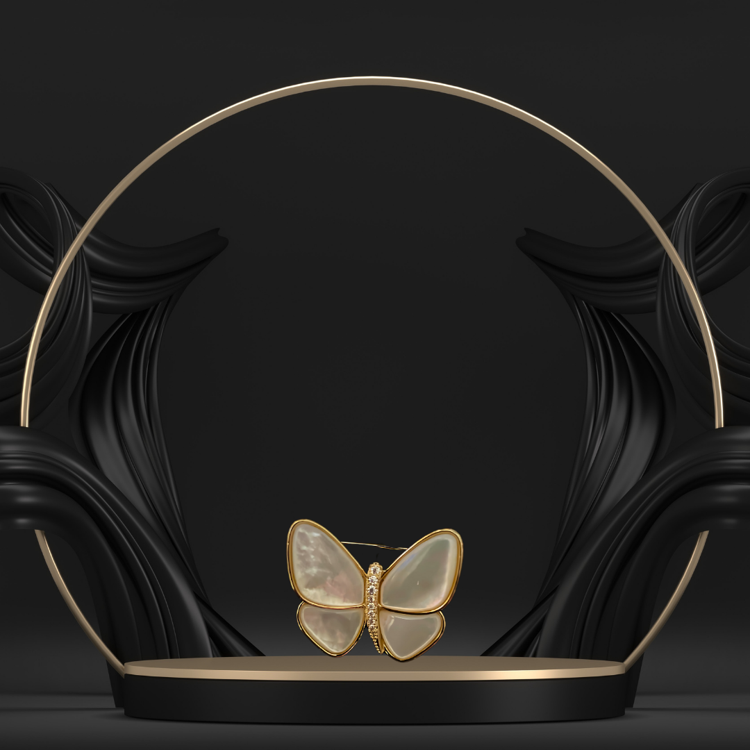 Butterfly Brooch for Women with MOP Wings