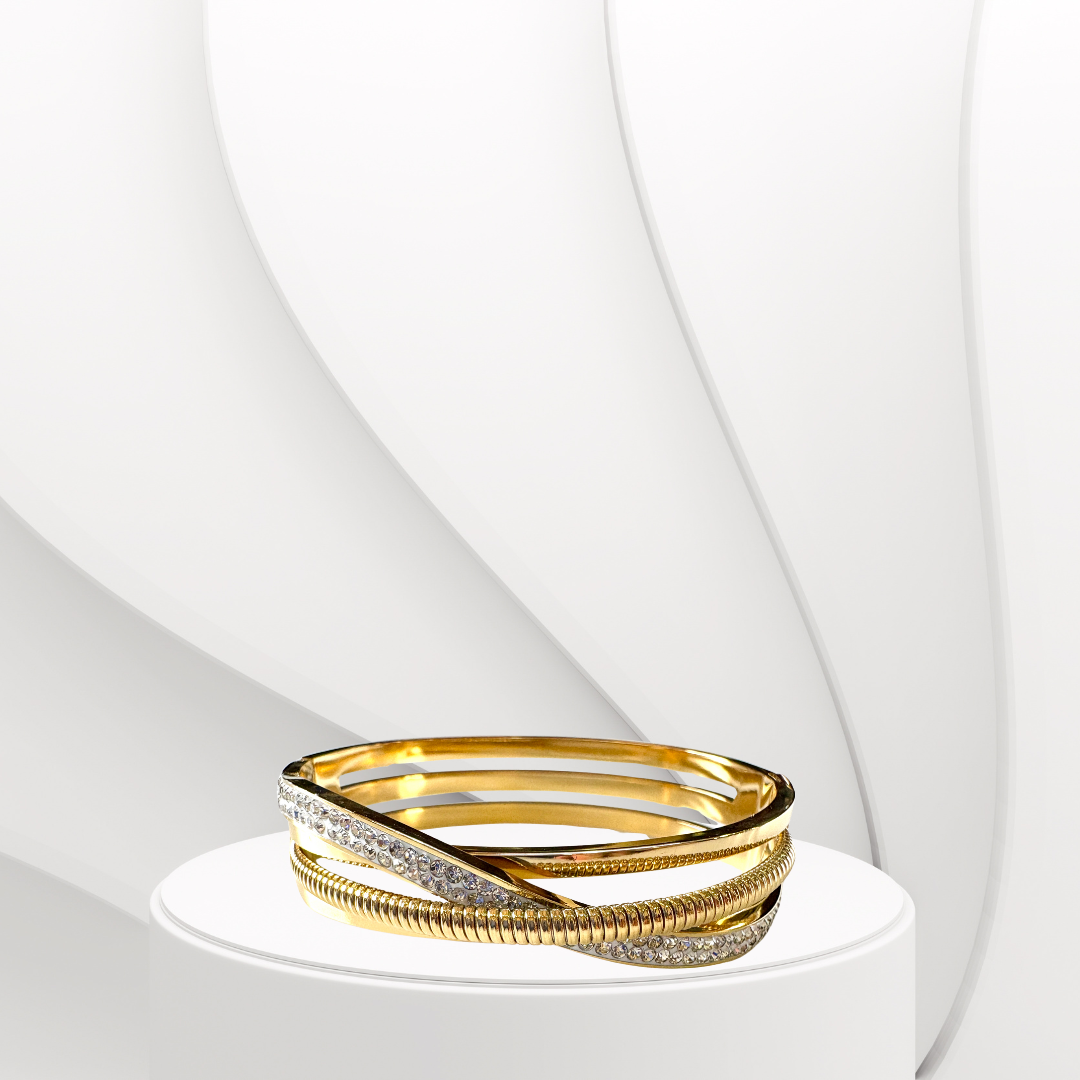 Multi-Layered AD-Studded Handcuff Bracelet