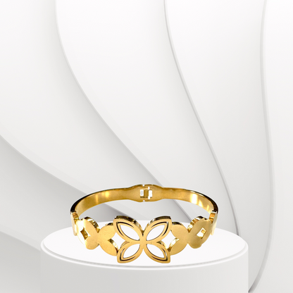 Bold Clover Mother of Pearl Handcuff Bracelet