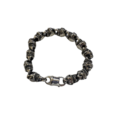 Gothic Tiger Skull Oxidized Silver Tribal Chain Bracelet for Men & Boy