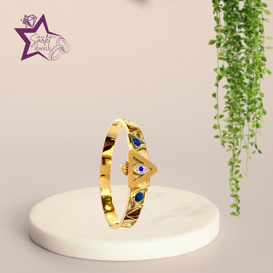 Golden Triangle Evil Eye Cuff Bracelet