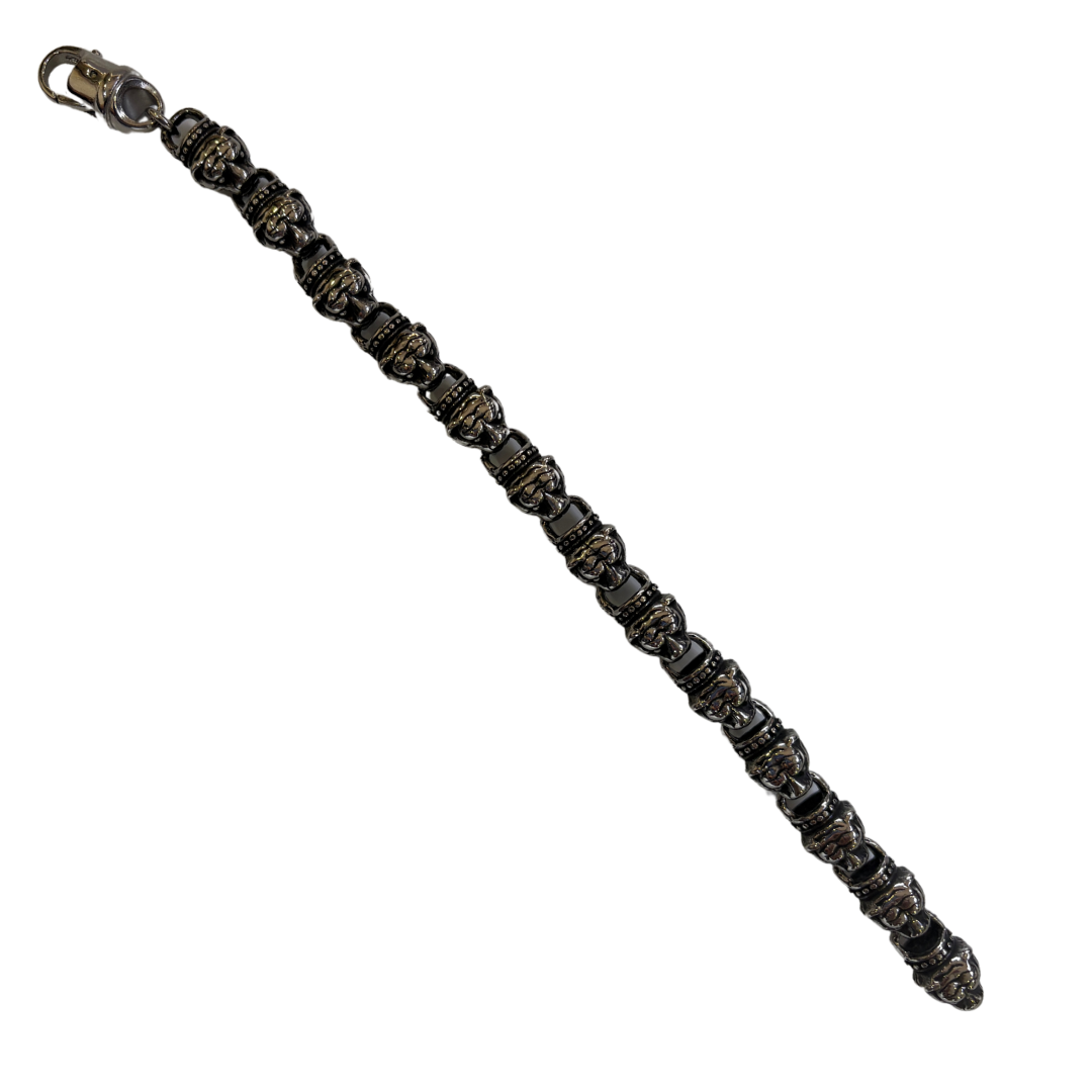 Gothic Tiger Skull Oxidized Silver Tribal Chain Bracelet for Men & Boy